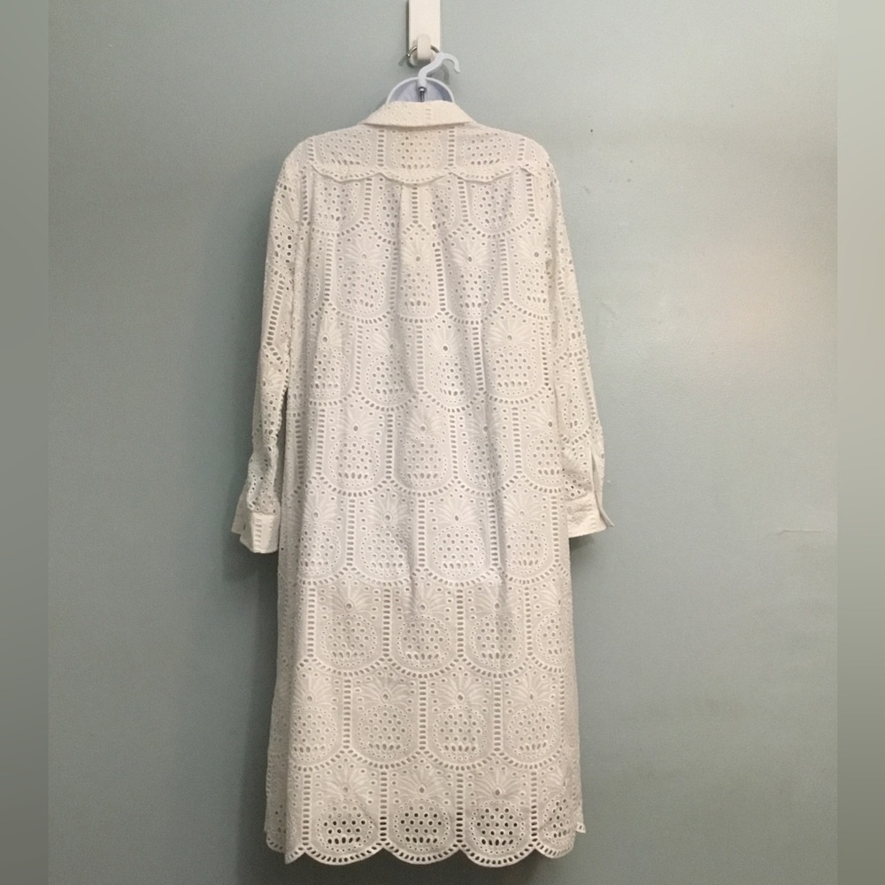 Lilly Pulitzer White Eyelet Button-Front Long Sleeve Dress - Picture 15 of 16